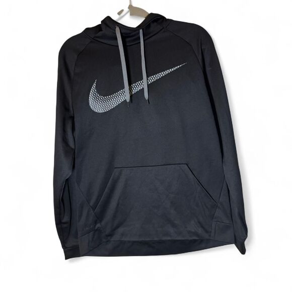 Nike Women’s Dri-Fit Hooded Sweatshirt Black with Grey Swoosh Size Med - Picture 1 of 5